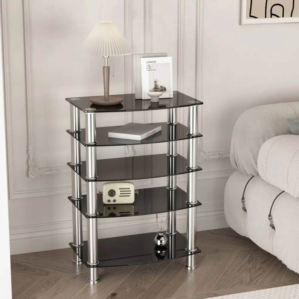MLNshops 5-Tier Glass Side Table for Elegant Decor