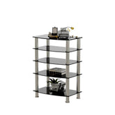 MLNshops 5-Tier Glass Side Table for Elegant Decor Black Tempered Glass