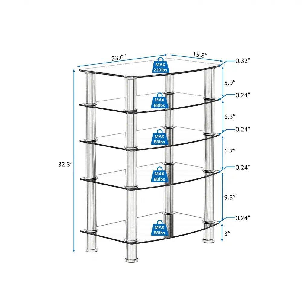 MLNshops 5-Tier Glass Side Table for Elegant Decor