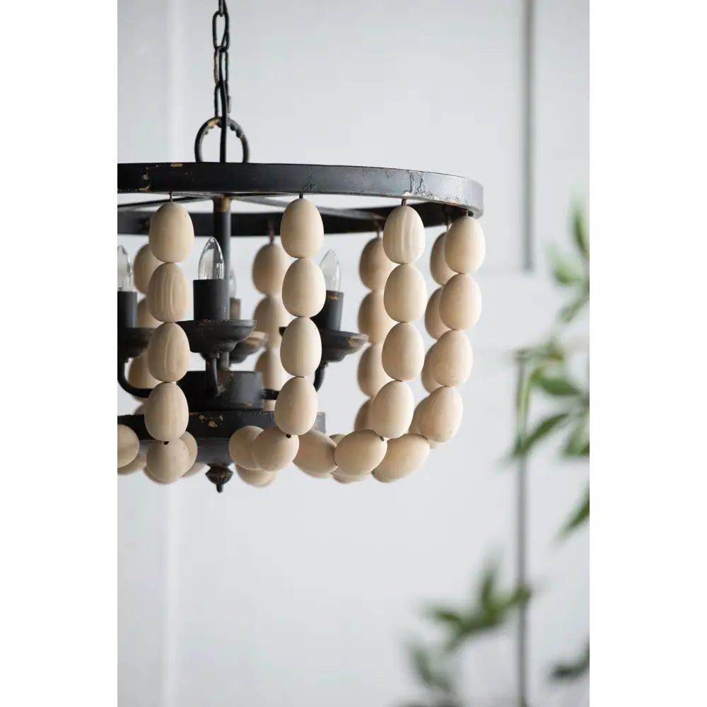 MLNshops Wood Chandelier with Adjustable Chain Light Fixture