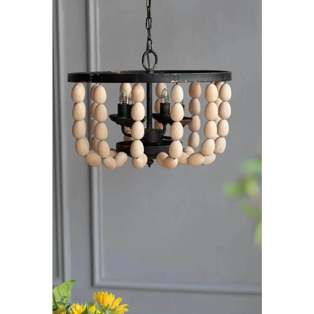 MLNshops Wood Chandelier with Adjustable Chain Light Fixture