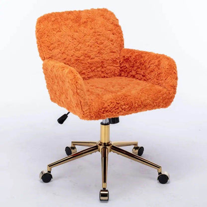 MLNshops Artificial Rabbit Hair Office Chair in Orange