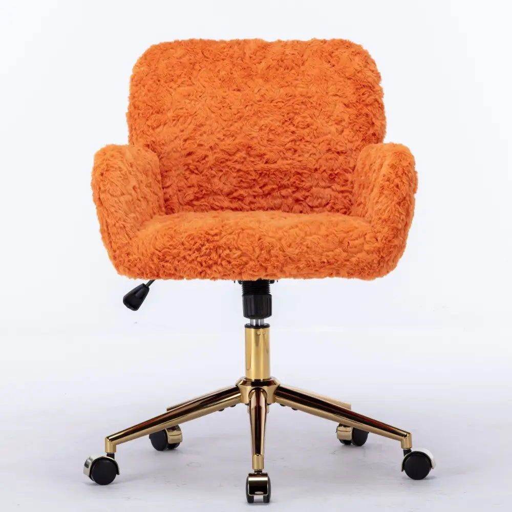 MLNshops Artificial Rabbit Hair Office Chair in Orange