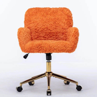 MLNshops Artificial Rabbit Hair Office Chair in Orange