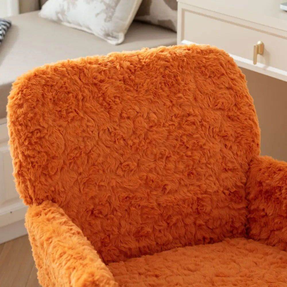 MLNshops Artificial Rabbit Hair Office Chair in Orange