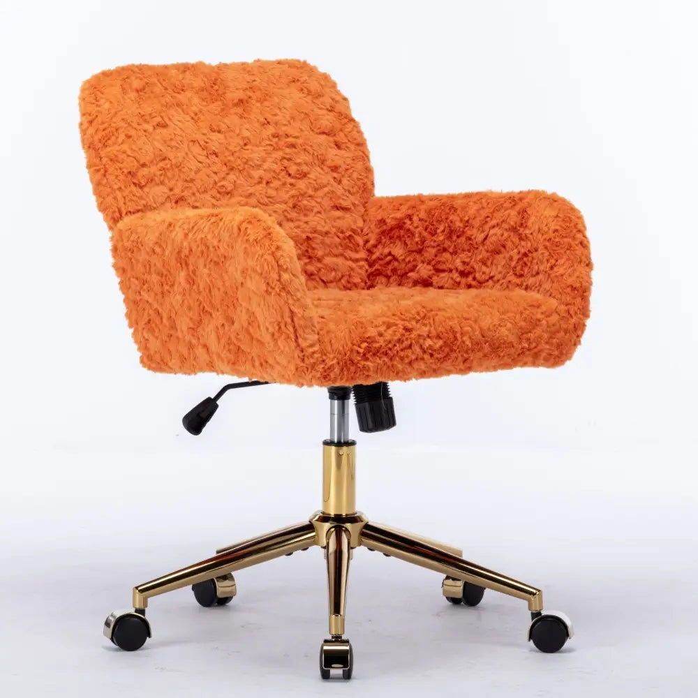 MLNshops Artificial Rabbit Hair Office Chair in Orange