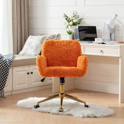 MLNshops Artificial Rabbit Hair Office Chair in Orange