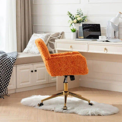 MLNshops Artificial Rabbit Hair Office Chair in Orange