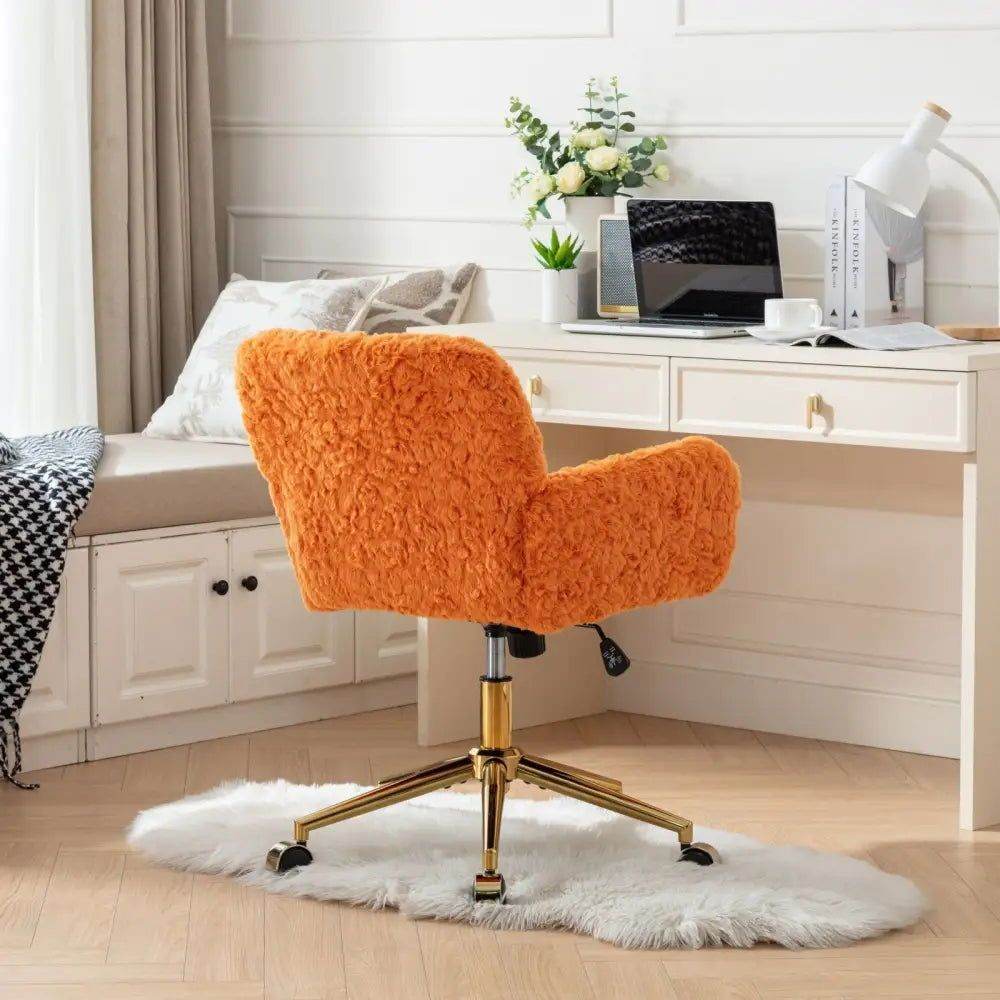 MLNshops Artificial Rabbit Hair Office Chair in Orange