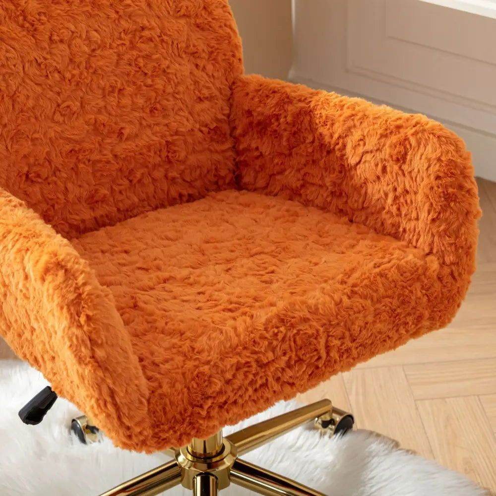 MLNshops Artificial Rabbit Hair Office Chair in Orange