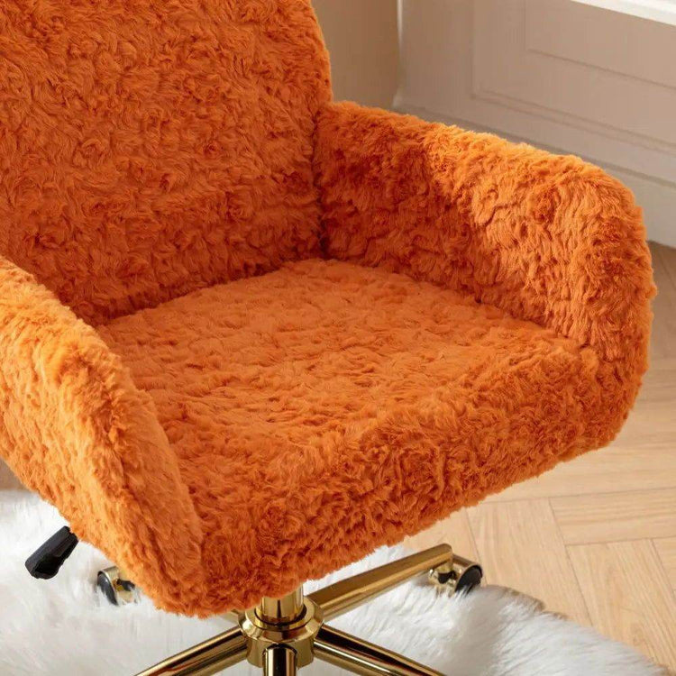 MLNshops Artificial Rabbit Hair Office Chair in Orange
