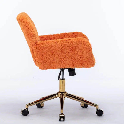 MLNshops Artificial Rabbit Hair Office Chair in Orange