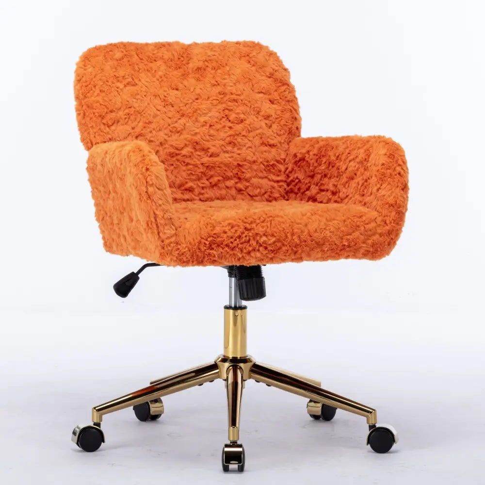 MLNshops Artificial Rabbit Hair Office Chair in Orange