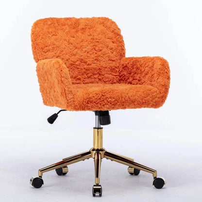 MLNshops Artificial Rabbit Hair Office Chair in Orange