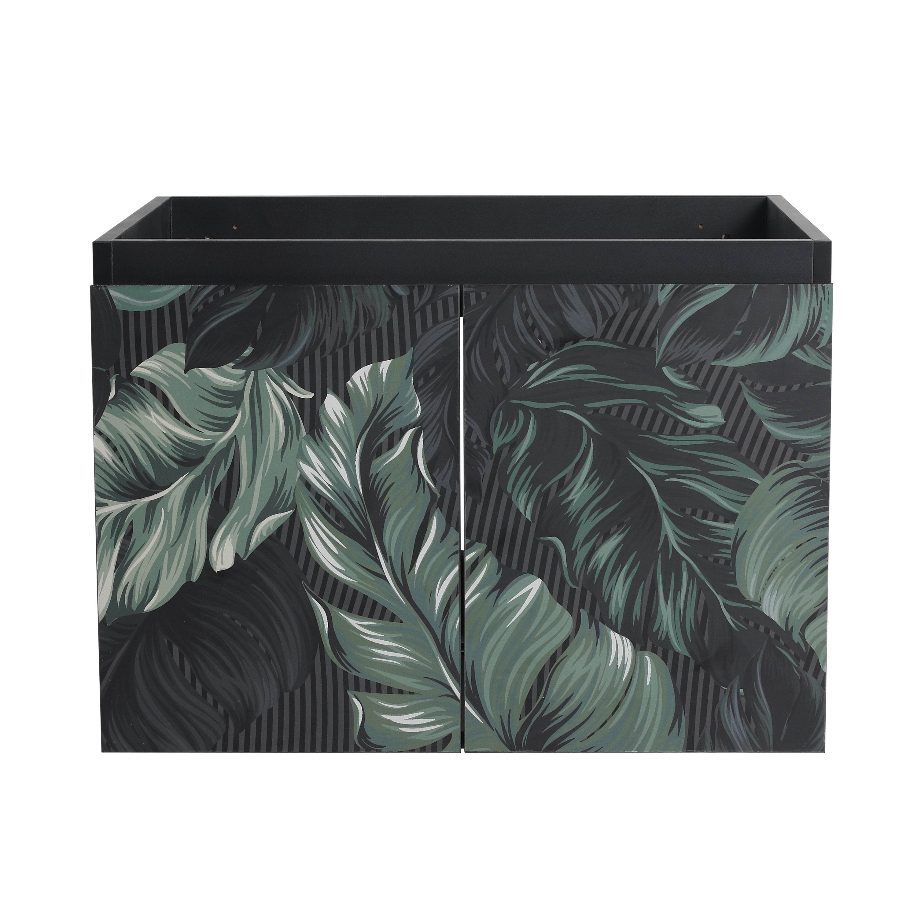 MLNshops Bathroom Storage Cabinet Panel with Tropical Leaf Design