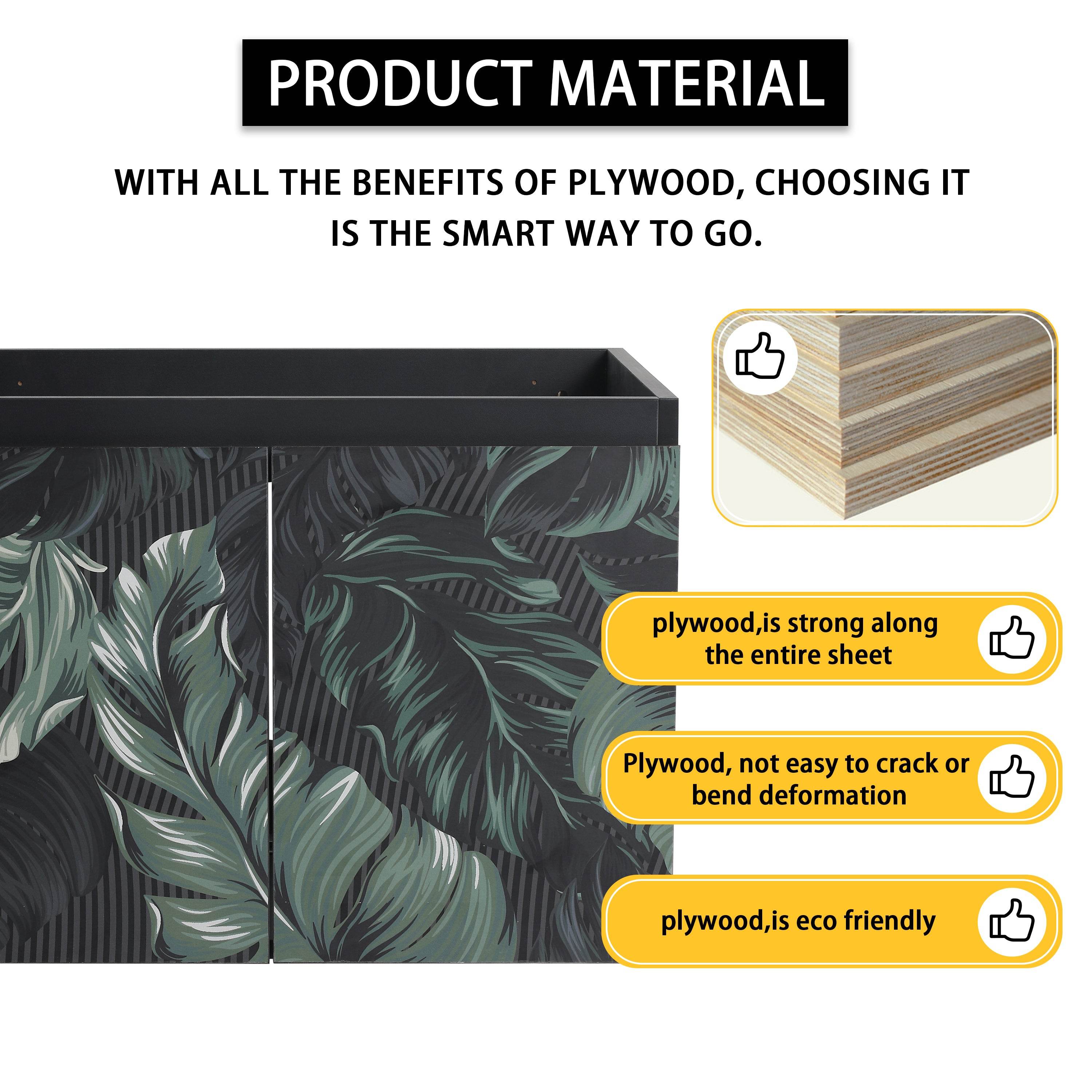 MLNshops Bathroom Storage Cabinet Panel with Tropical Leaf Design