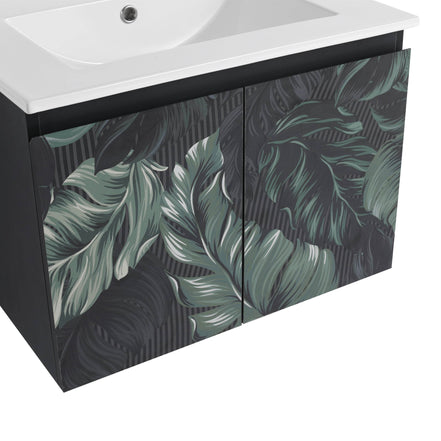 MLNshops Bathroom Storage Cabinet Panel with Tropical Leaf Design