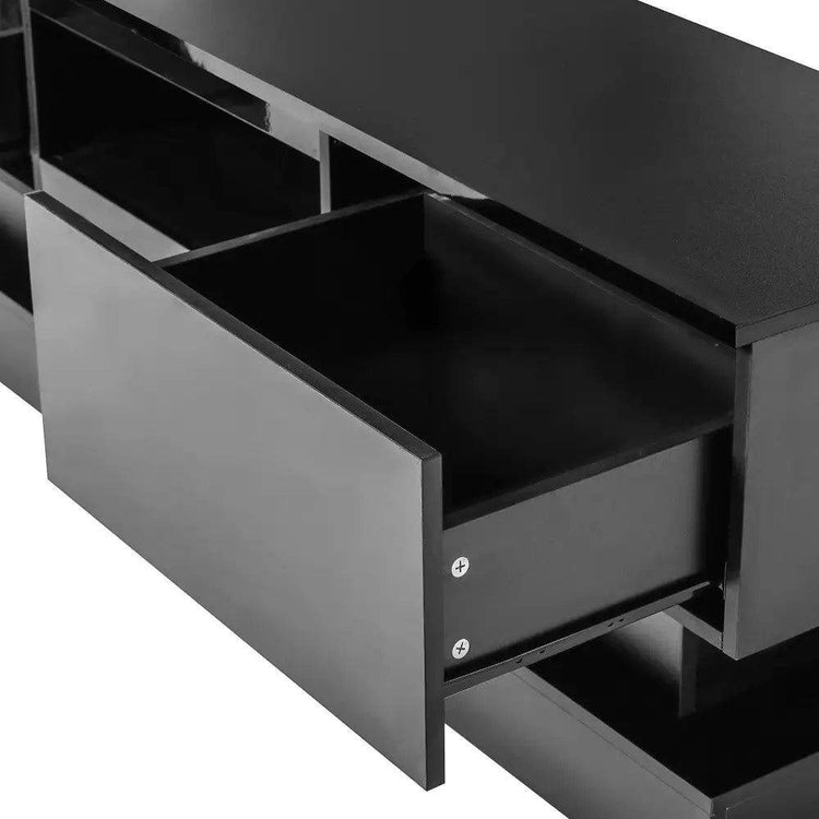 MLNshops Black Television Cabinet 63 Inches with LED Lighting