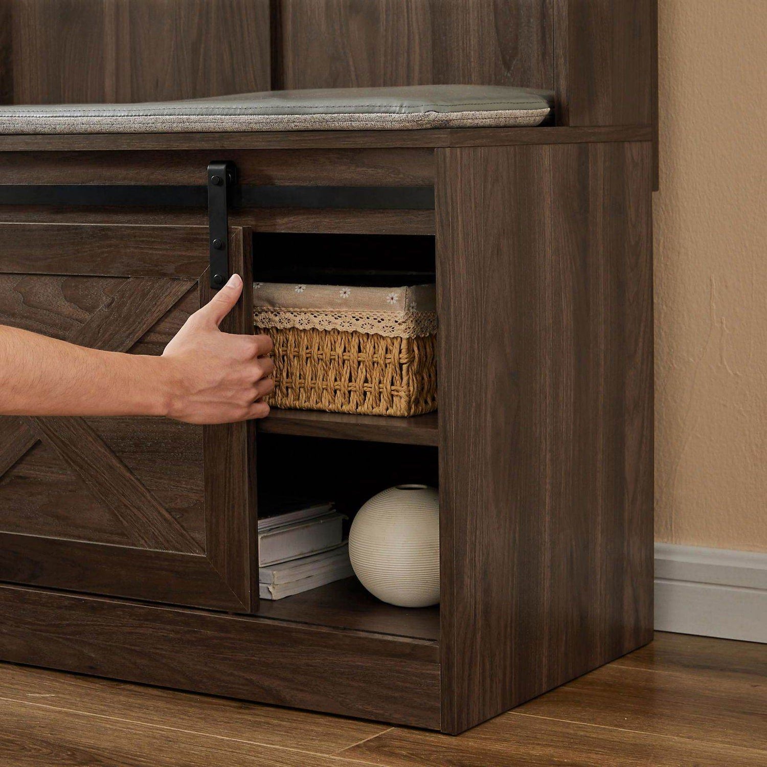 MLNshops Coat Rack with Shoe Cabinet for Organized Entryway