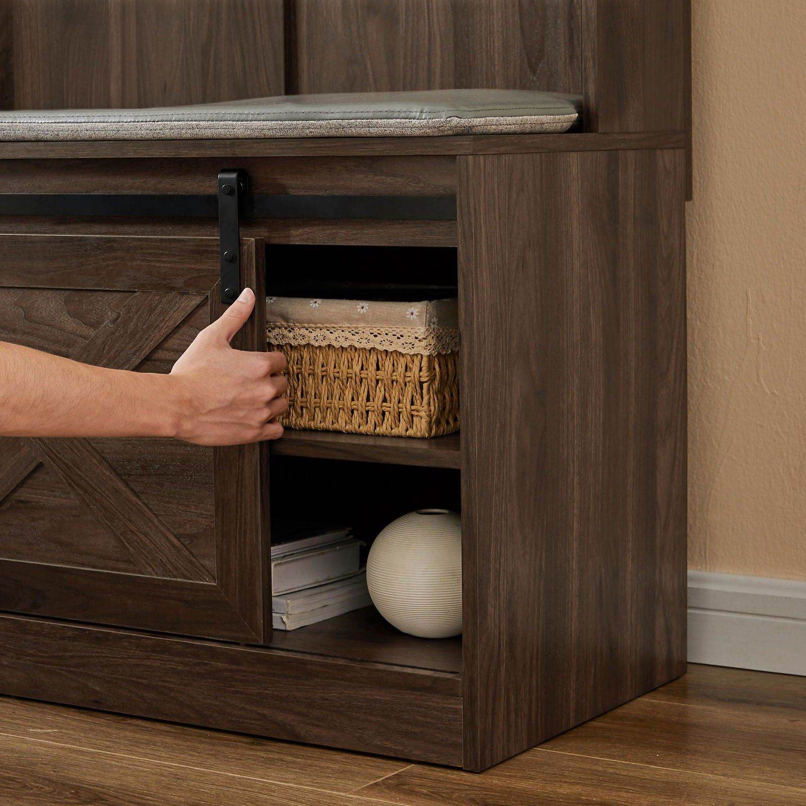 MLNshops Coat Rack with Shoe Cabinet for Organized Entryway