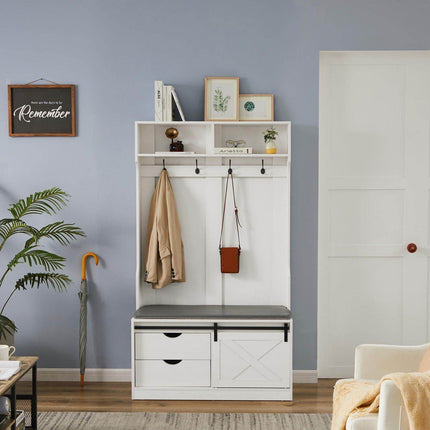 MLNshops Coat Rack with Shoe Cabinet for Organized Entryway
