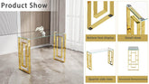 MLNshops Gold Stainless Steel Console Table with Glass Top