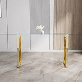 MLNshops Gold Stainless Steel Console Table with Glass Top