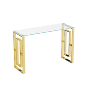 MLNshops Gold Stainless Steel Console Table with Glass Top