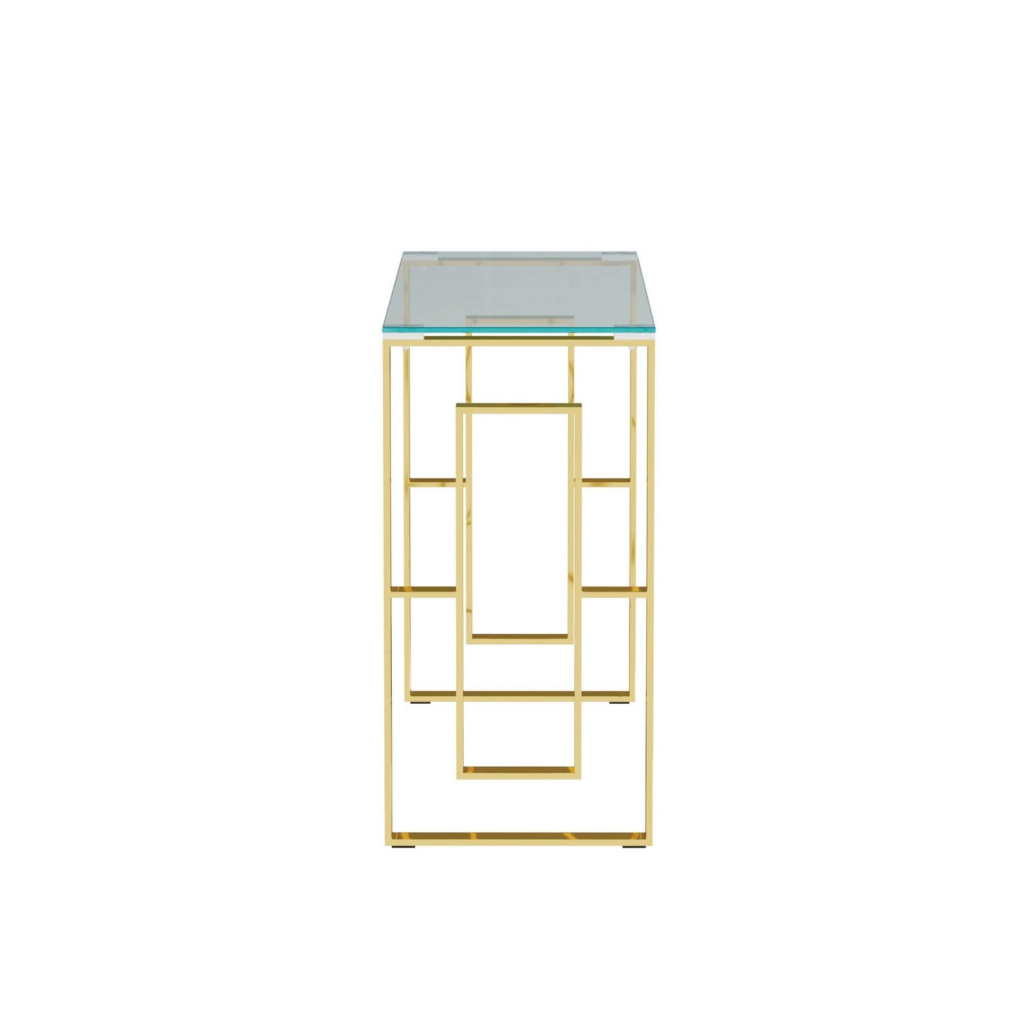 MLNshops Gold Stainless Steel Console Table with Glass Top