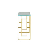 MLNshops Gold Stainless Steel Console Table with Glass Top