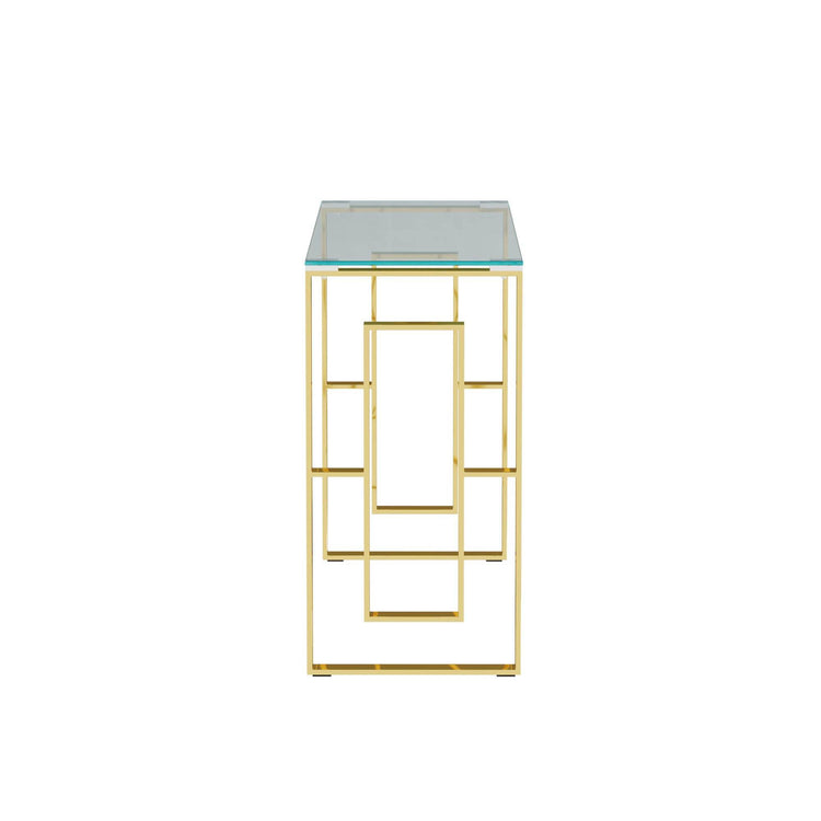 MLNshops Gold Stainless Steel Console Table with Glass Top