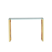 MLNshops Gold Stainless Steel Console Table with Glass Top