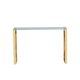 MLNshops Gold Stainless Steel Console Table with Glass Top
