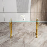 MLNshops Gold Stainless Steel Console Table with Glass Top