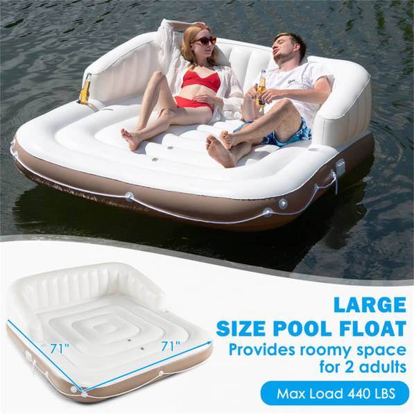 mlnshops Inflatable Pool Float Lounge with Sun Canopy
