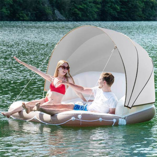 mlnshops Inflatable Pool Float Lounge with Sun Canopy
