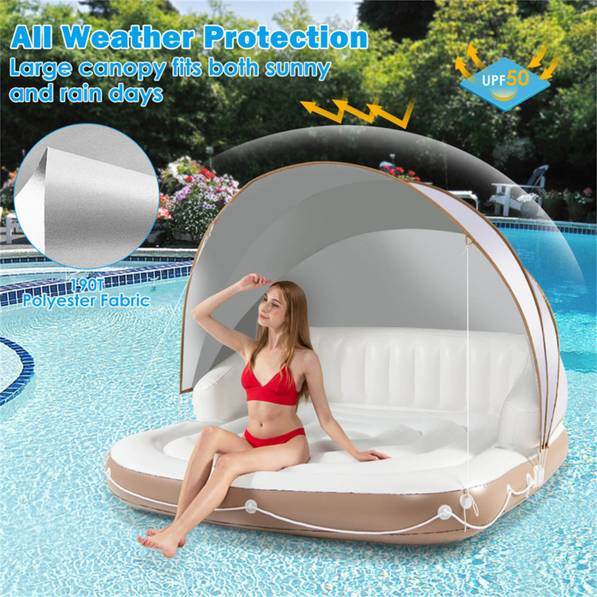 mlnshops Inflatable Pool Float Lounge with Sun Canopy