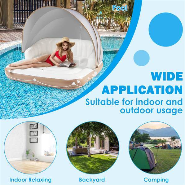 mlnshops Inflatable Pool Float Lounge with Sun Canopy