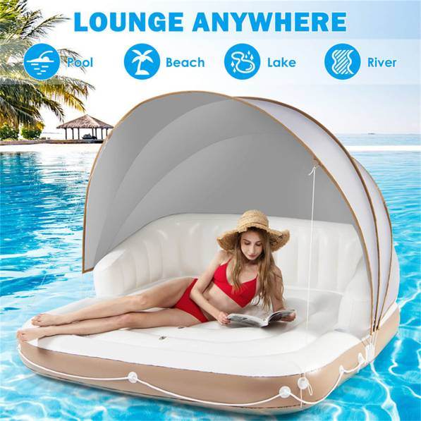 mlnshops Inflatable Pool Float Lounge with Sun Canopy