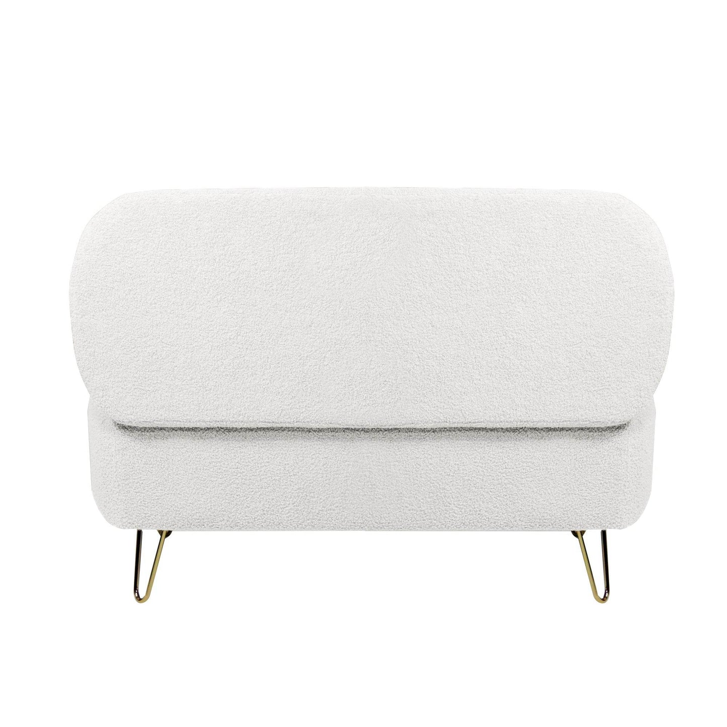 MLNshops Ivory White Storage Ottoman Bench with Gold Legs - MLNshops