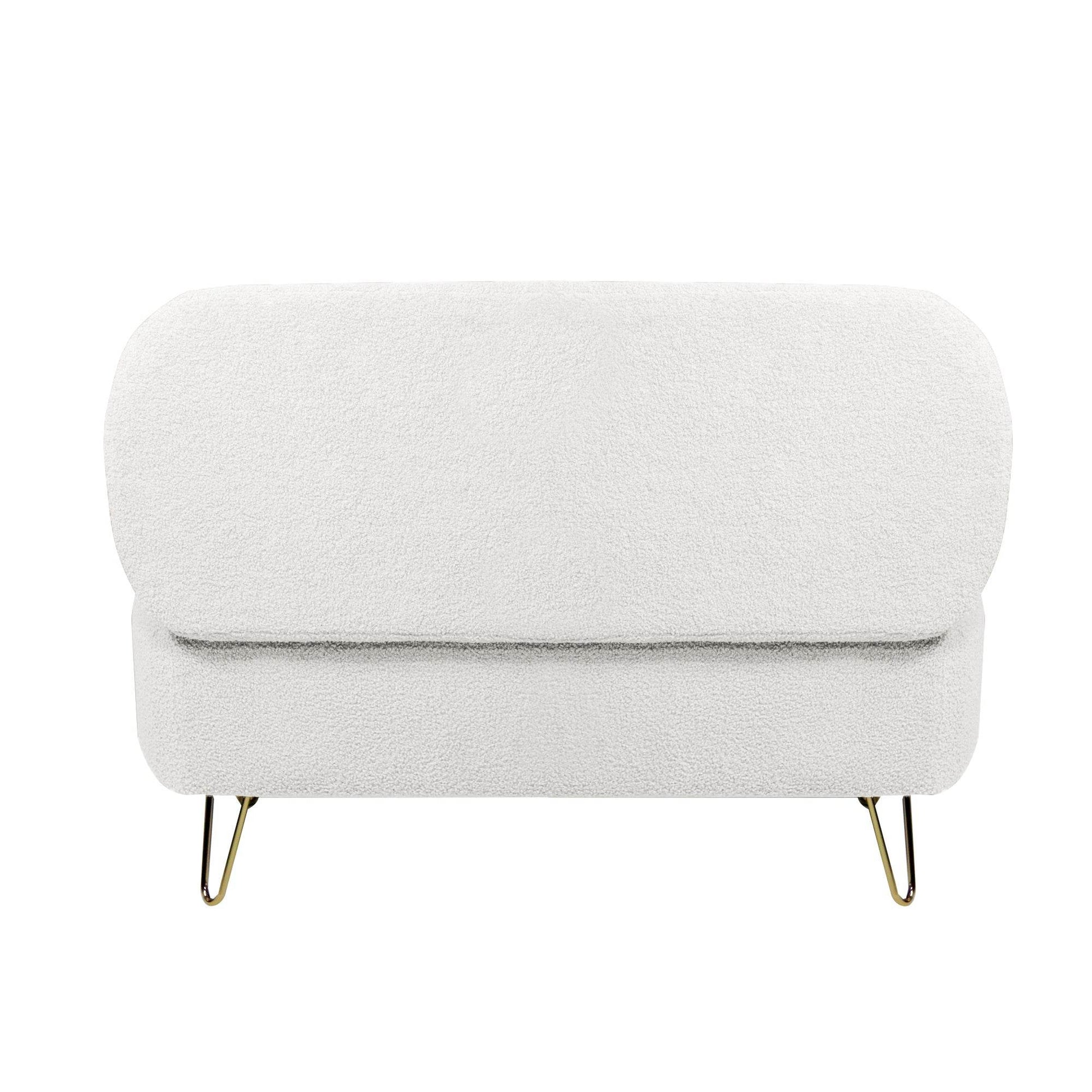 MLNshops Ivory White Storage Ottoman Bench with Gold Legs - MLNshops