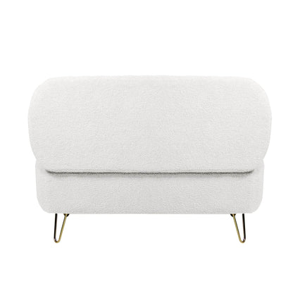 MLNshops Ivory White Storage Ottoman Bench with Gold Legs - MLNshops