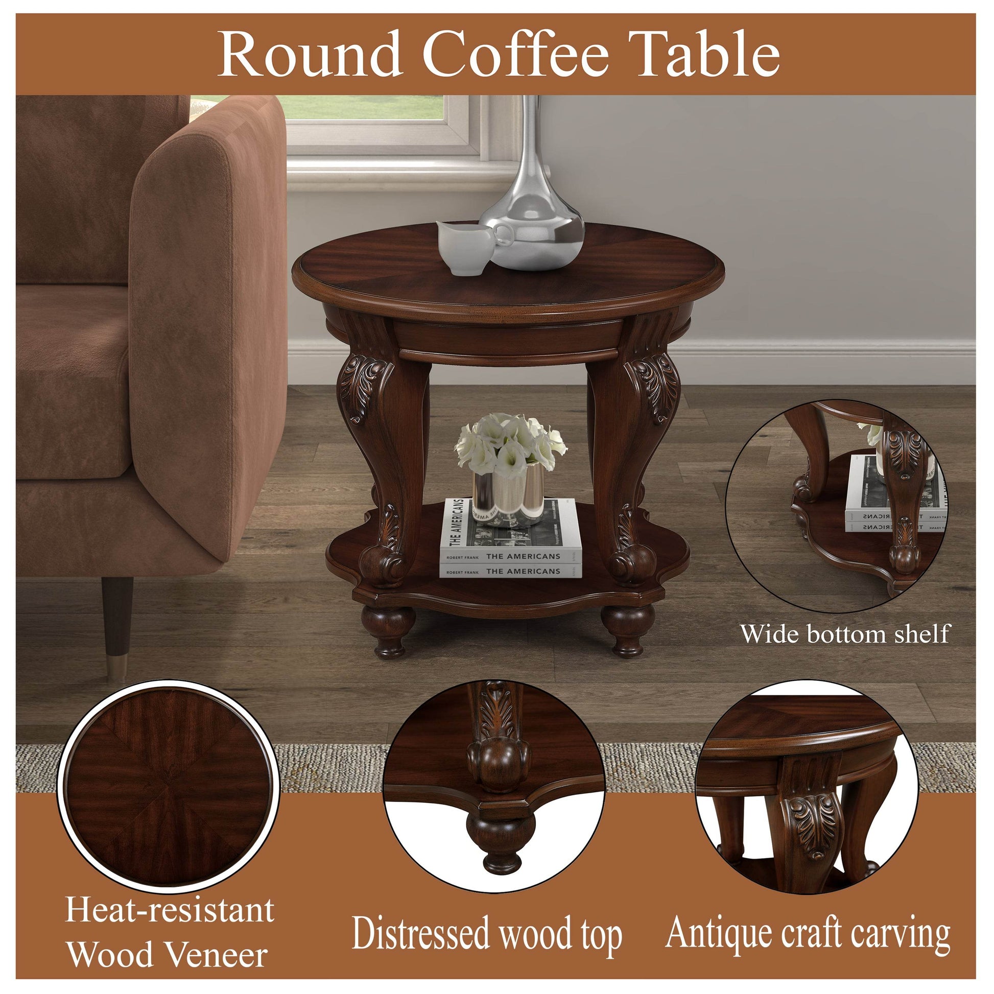 MLNshops Retro Round End Table Vintage Accent Table