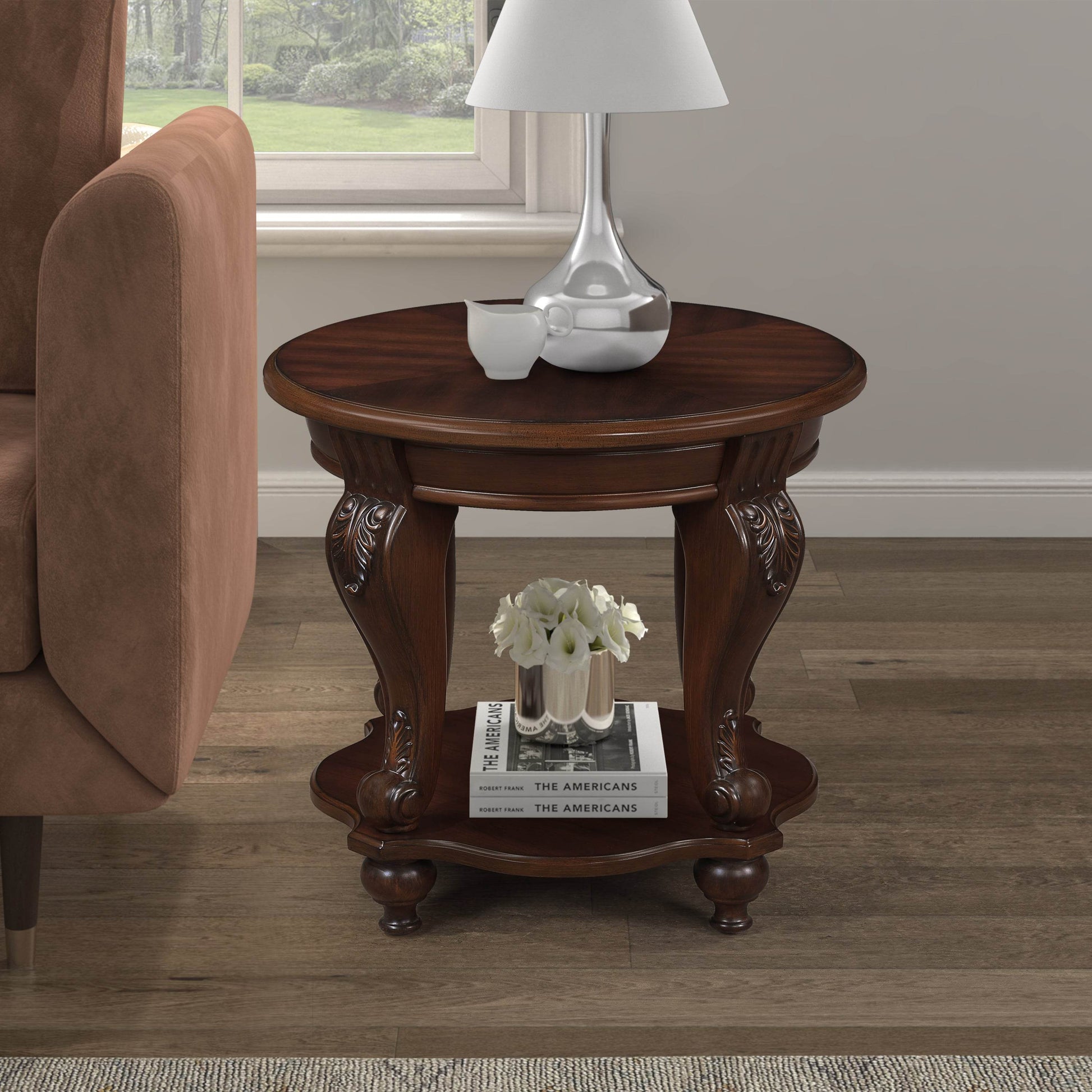 MLNshops Retro Round End Table Vintage Accent Table