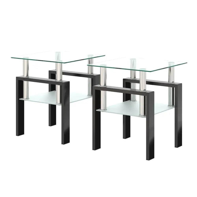 MLNshops Tempered Glass End Table with Modern Design
