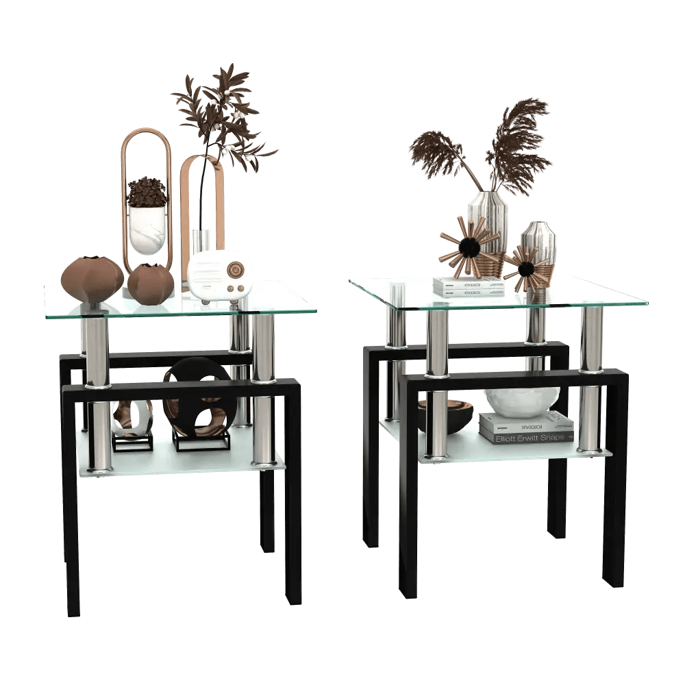 MLNshops Tempered Glass End Table with Modern Design