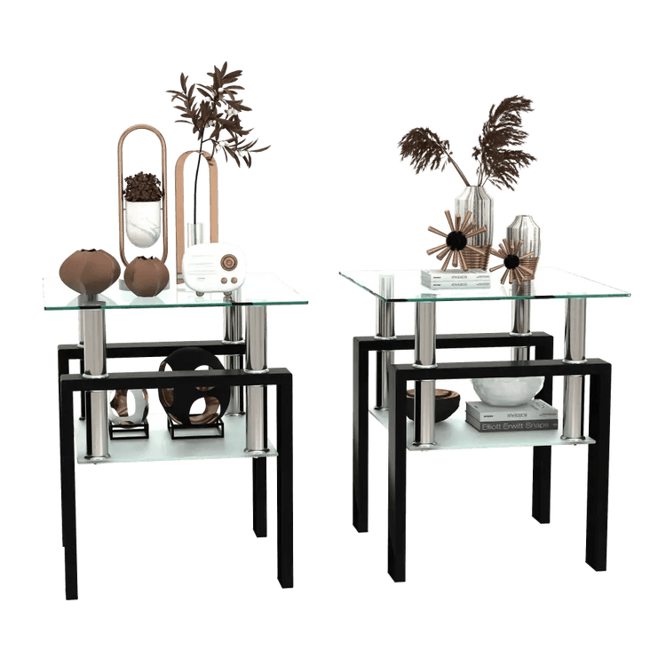 MLNshops Tempered Glass End Table with Modern Design