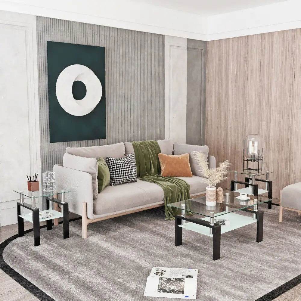 MLNshops Tempered Glass End Table with Modern Design