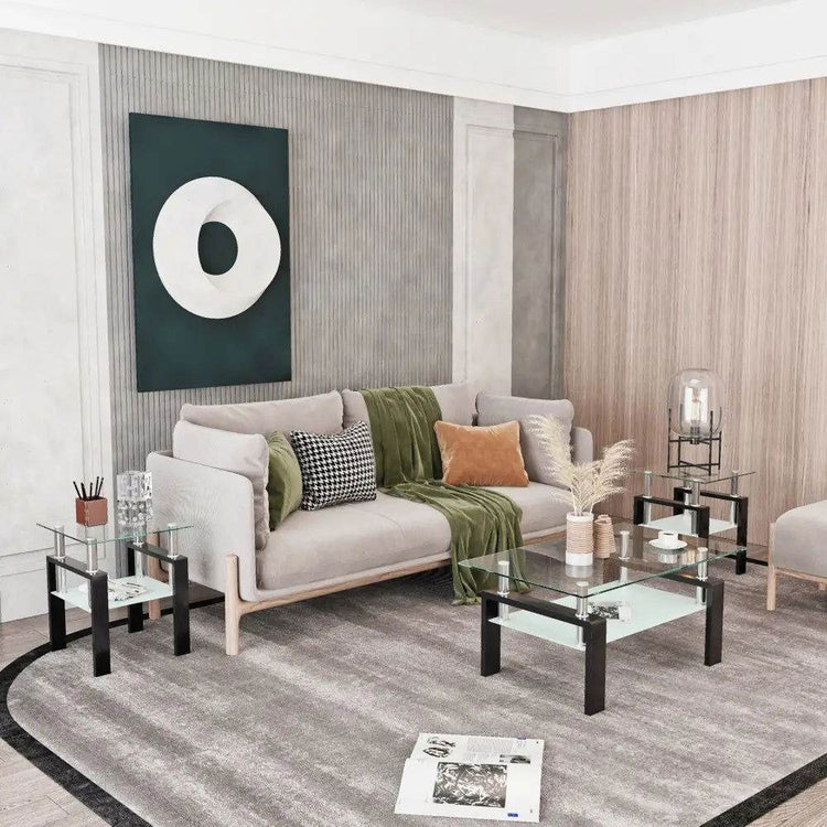 MLNshops Tempered Glass End Table with Modern Design