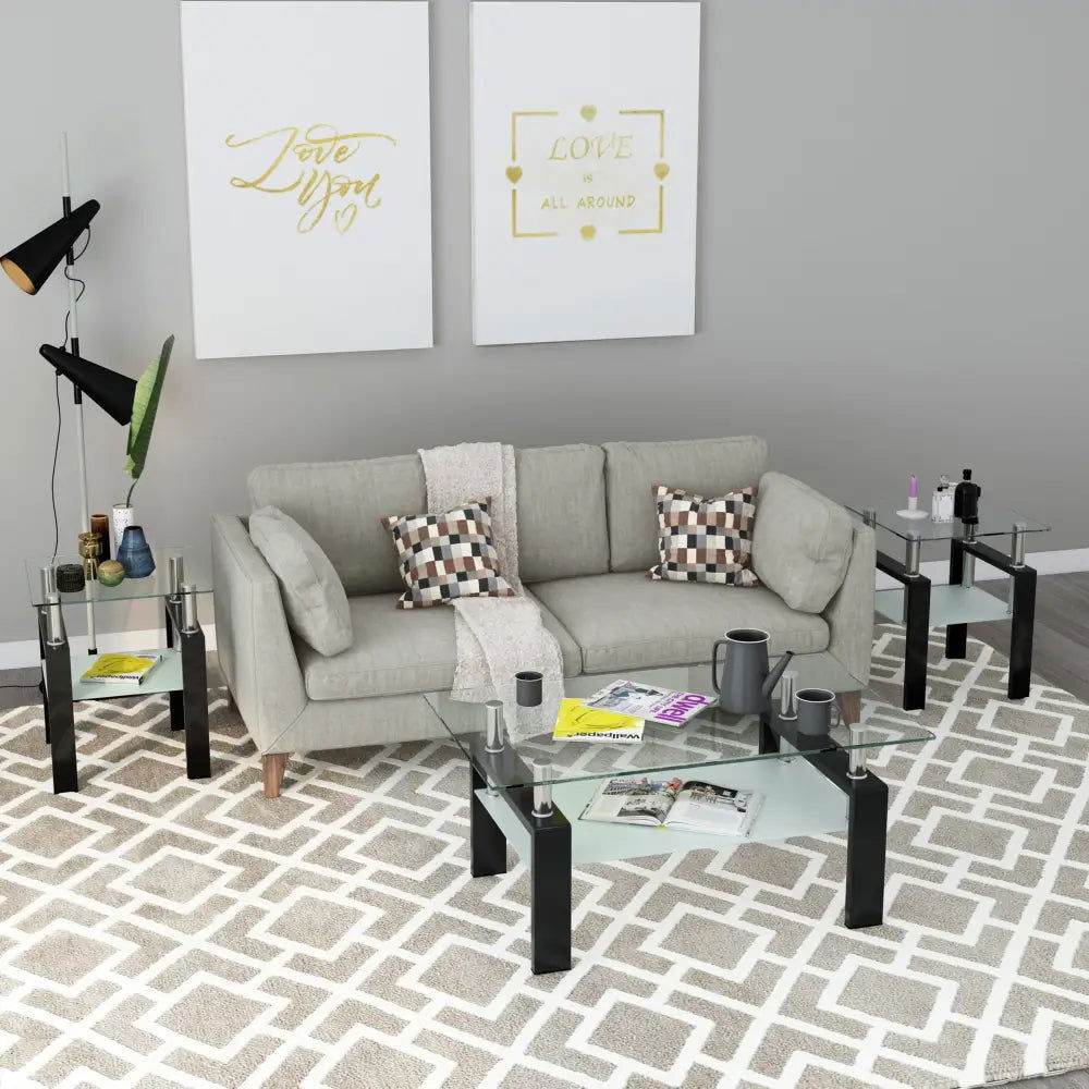 MLNshops Tempered Glass End Table with Modern Design
